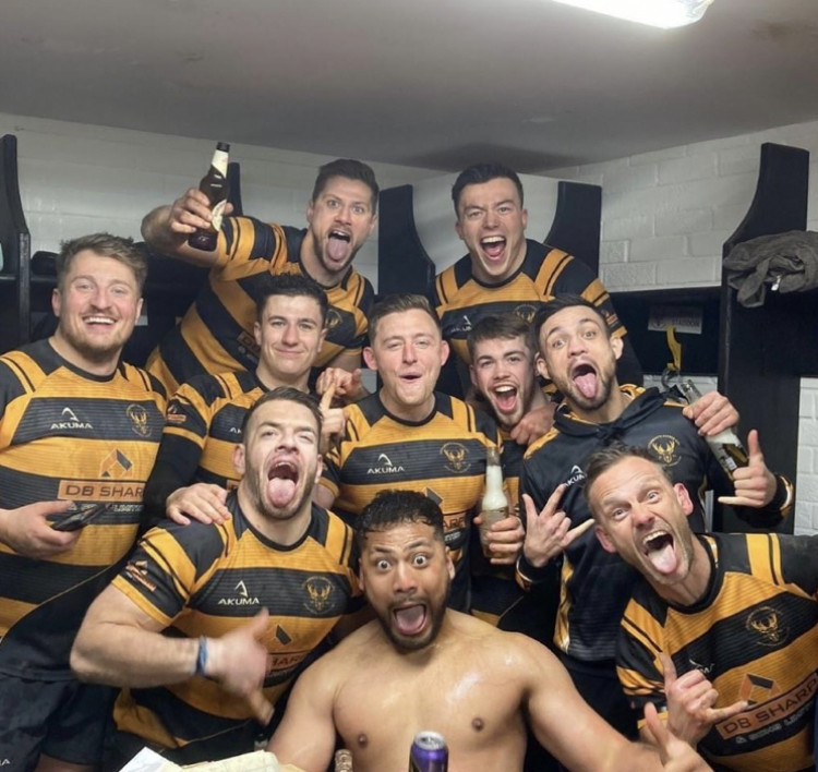 Unbeaten champions! Celebrations from the Letchworth Rugby Club. CREDIT: Letchworth Rugby Club