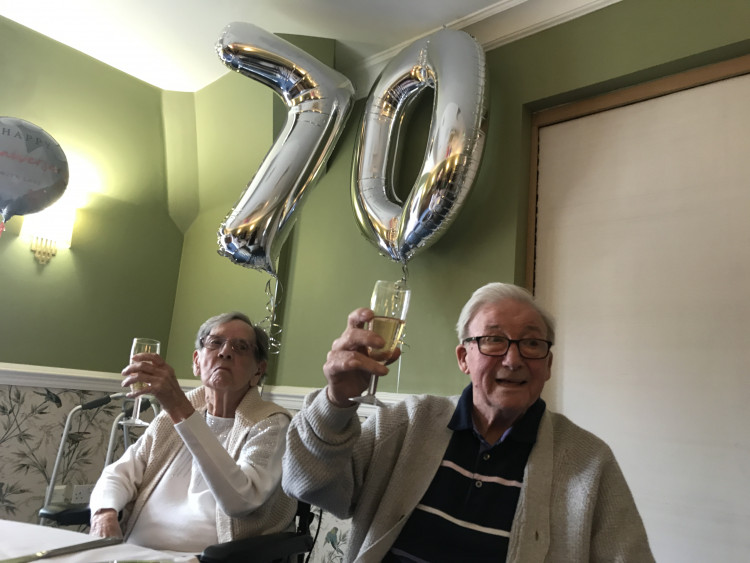 Jack and June toast 70 years of marriage (Credit: Royal Star & Garter)