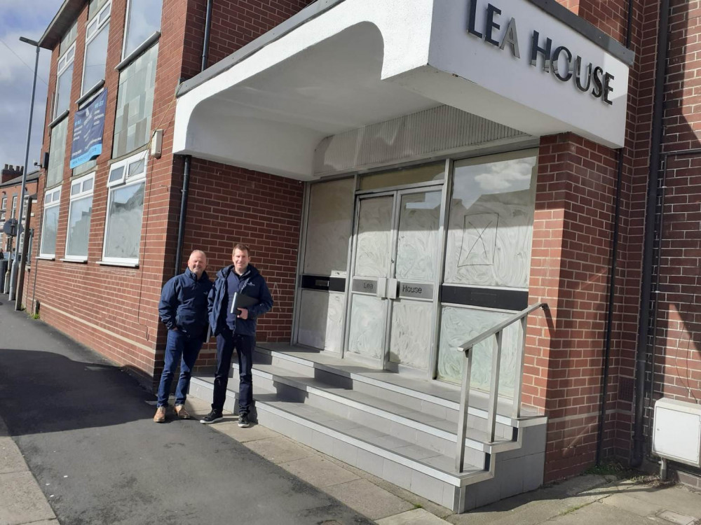 Premier Living Group owners, Sam Brown and Matt Peddle outside Lea House. (Photo: Sandbach Nub News)