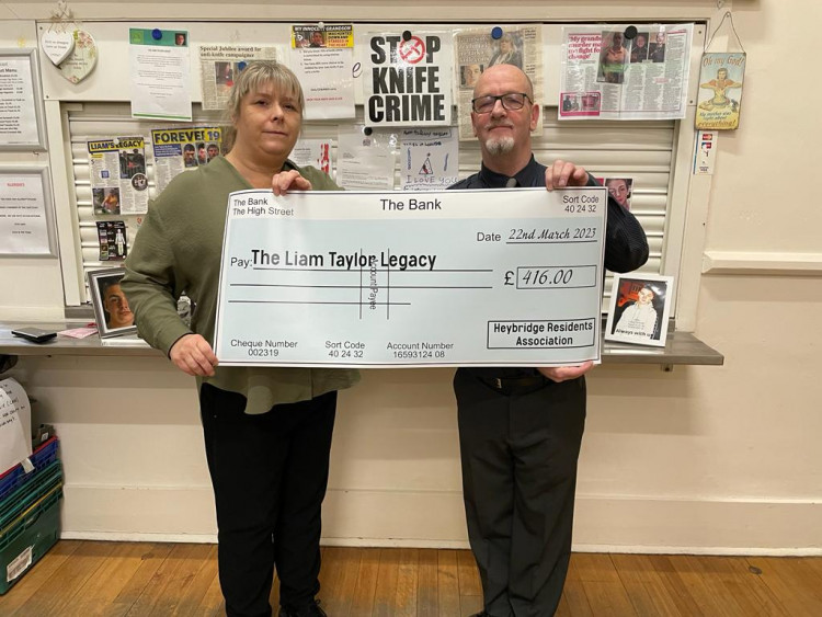 Heybridge Residents Association Chairman Ashley Jones (right) presented the cheque to Julie Taylor at the St Peter's Hospital café. (Photo: Nub News)