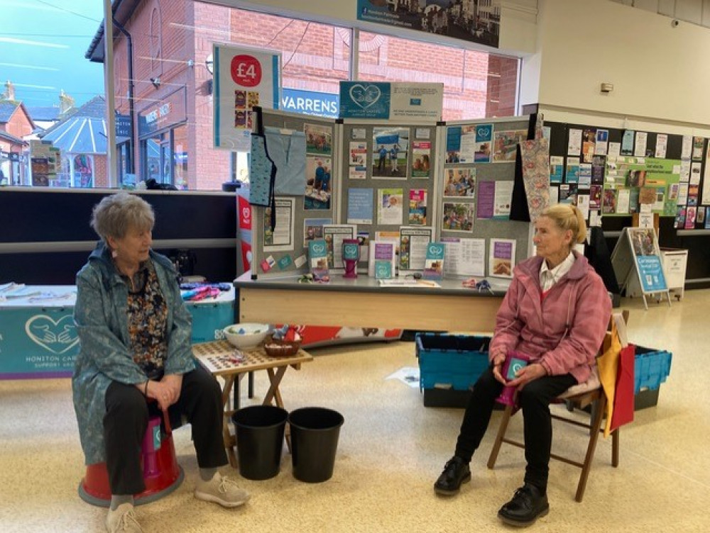 From left: Liz Brown and Marian Pack in the Co-op (Credit: Winnie Cameron) 