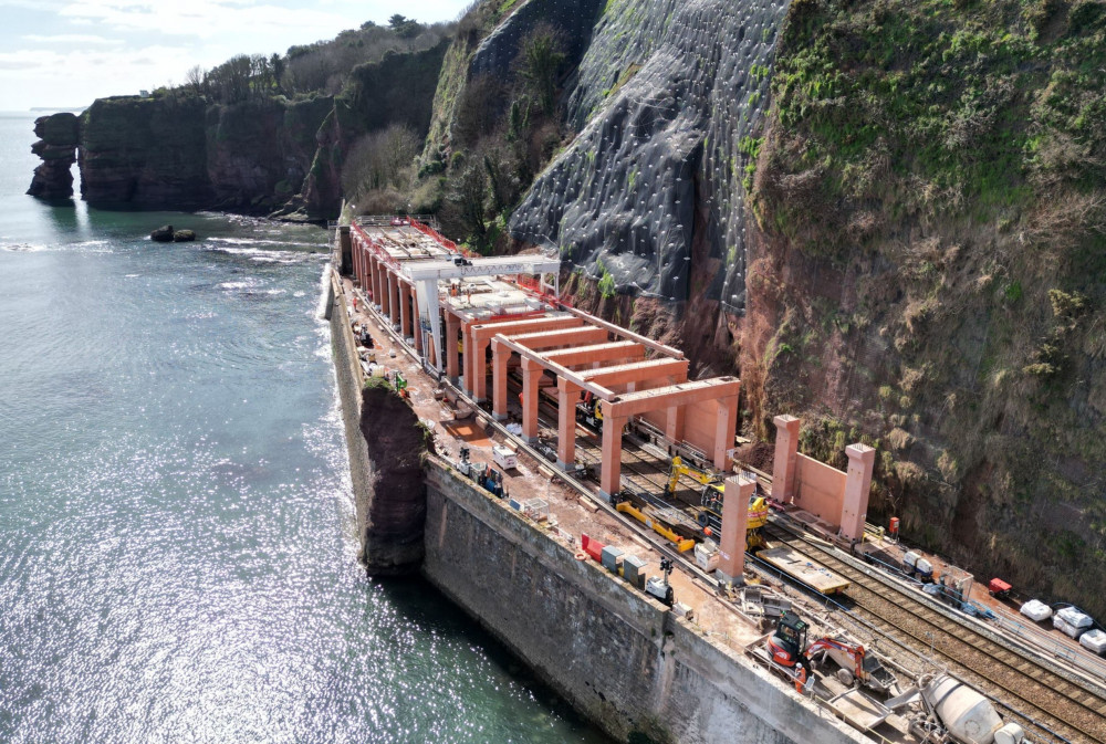 Progress of rockfall shelter extension (Network Rail)