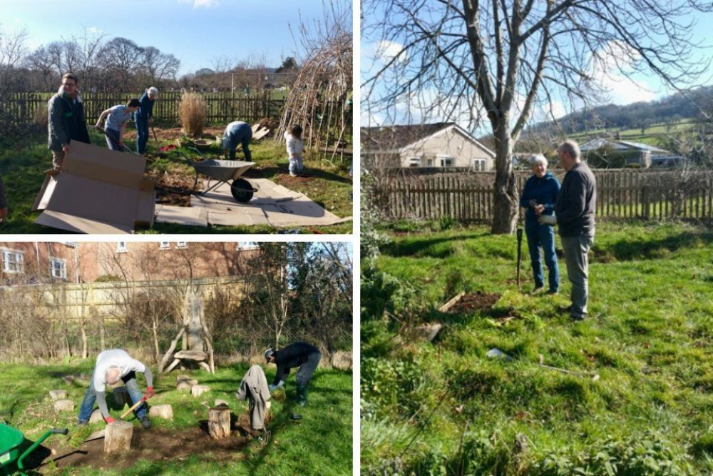 A group of volunteers developing the new community food forest on Byes Lane, Sidmouth (EDDC)
