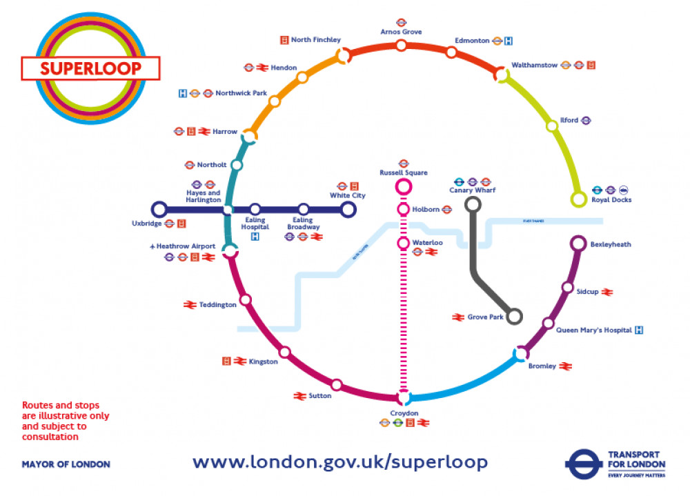 The proposed map for the Superloop. Photo: TfL.