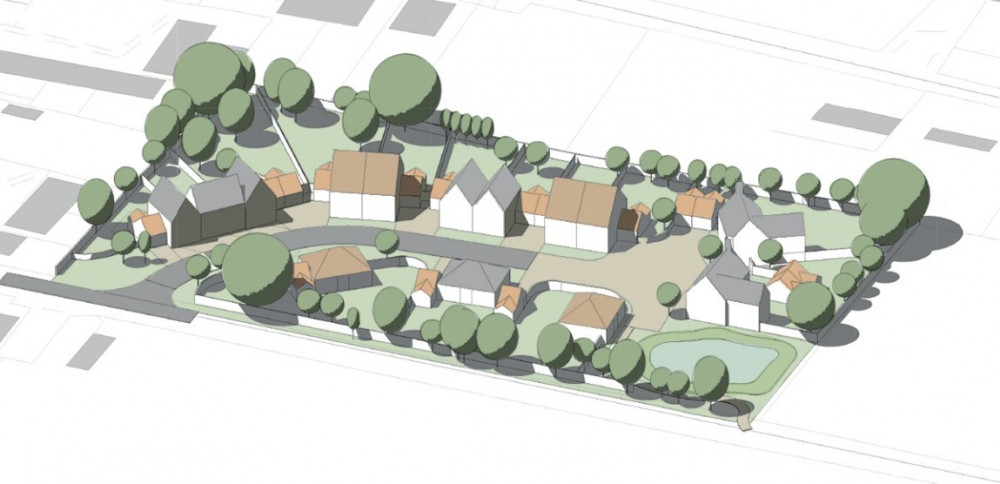 An artist's impression of the planned new homes in Cold Norton. (Image: Blue Pencil Designs)