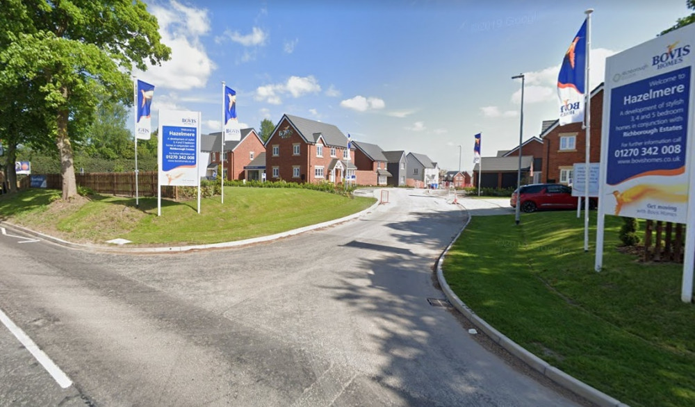 Hazelmere Estate development, off Crewe Road, Haslington (Google).