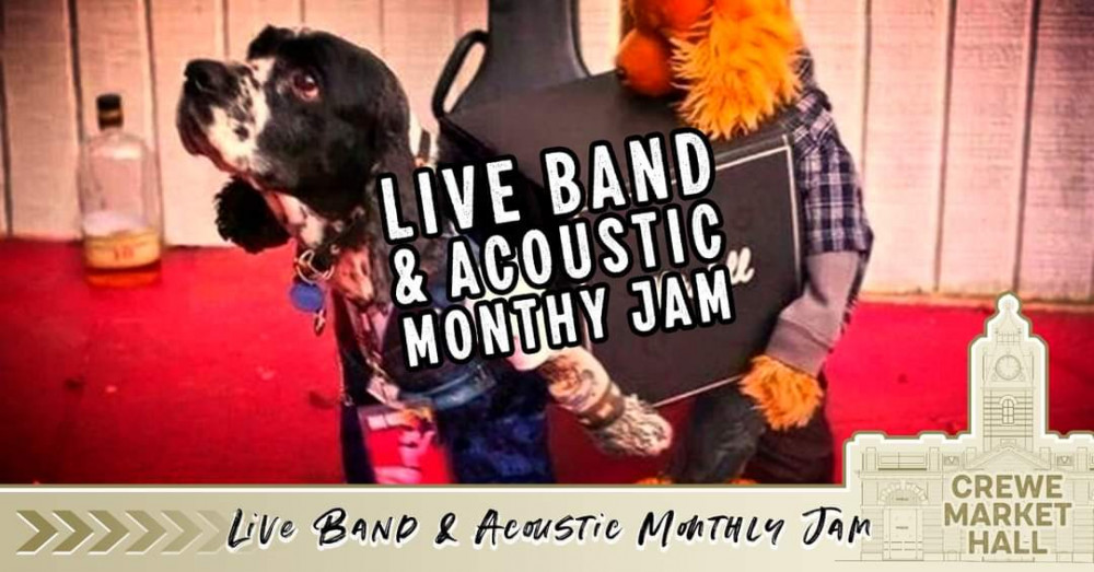 Live band & Acoustic Monthly Jam is live at Crewe Market Hall on Sunday 4 June.