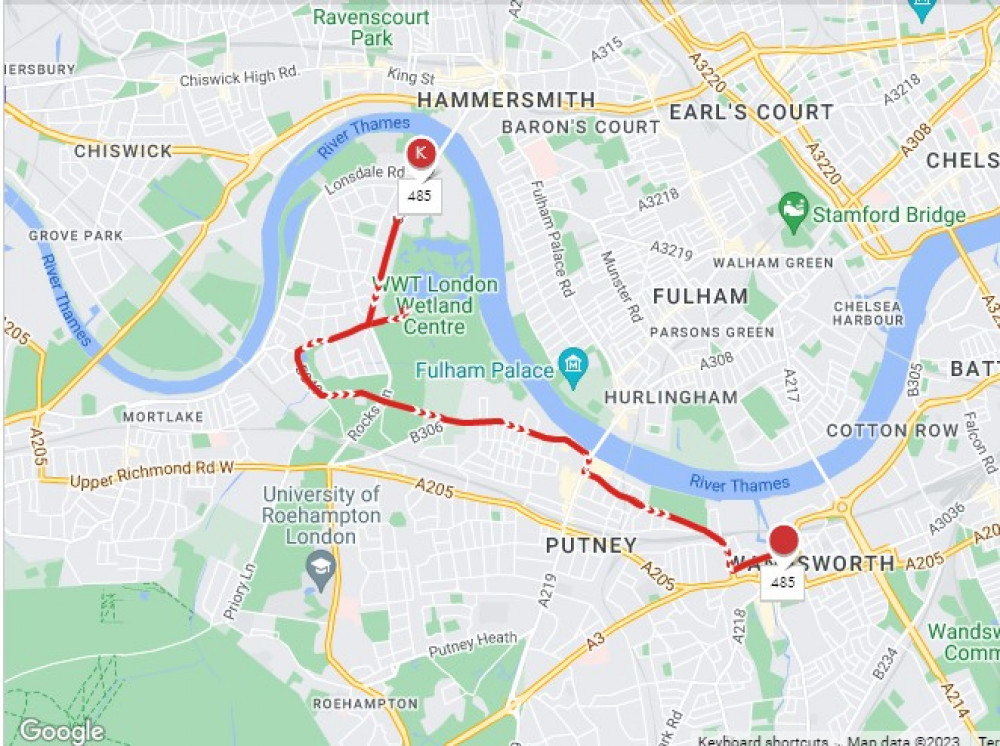 The 485 route began picking up passengers from the Riverside Quarter development on Saturday (Credit: Wandsworth Council)