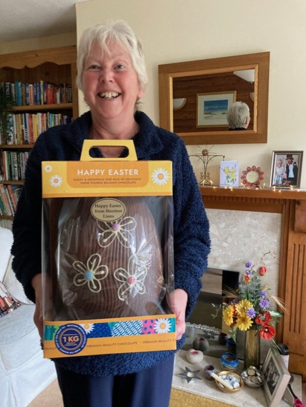 Mrs. Feeney receiving her Easter egg (Credit: Winnie Cameron)