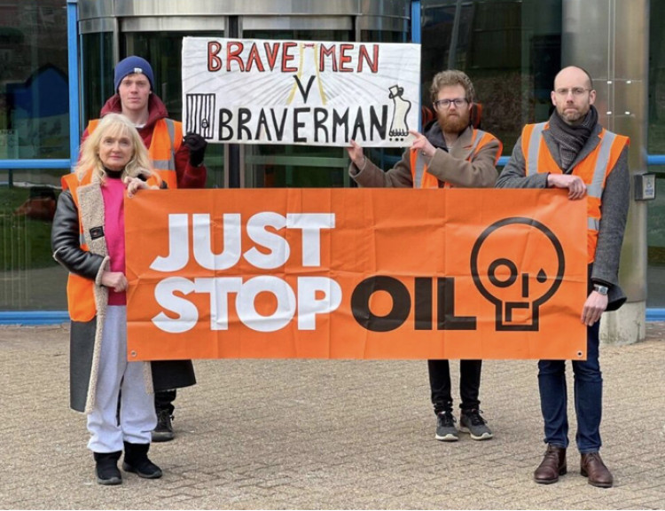 Just Stop Oil supporters outside the court