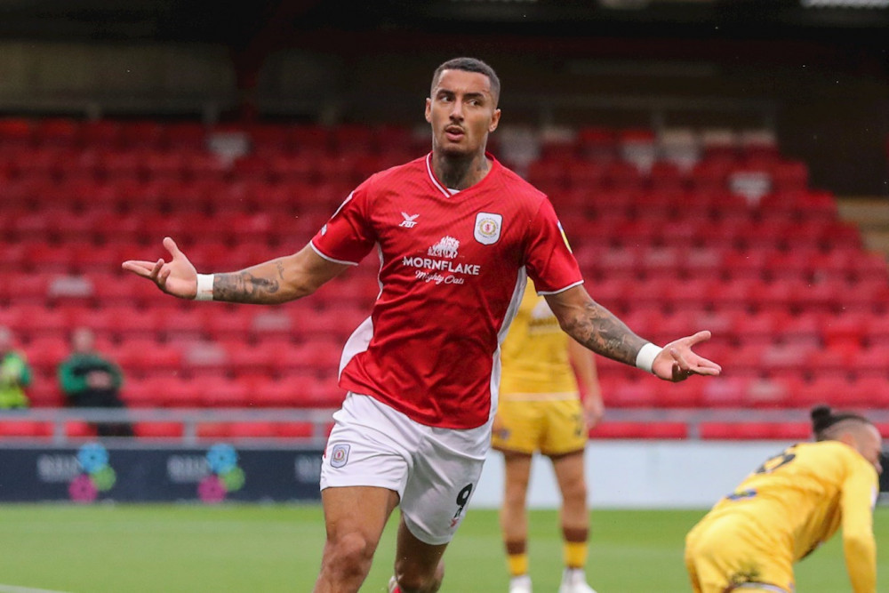 Courtney Baker-Richardson scored his ninth goal of the season and assisted Connor O'Riordan to help Crewe win 2-0 away to Doncaster on Saturday 1 April (Crewe Alex).