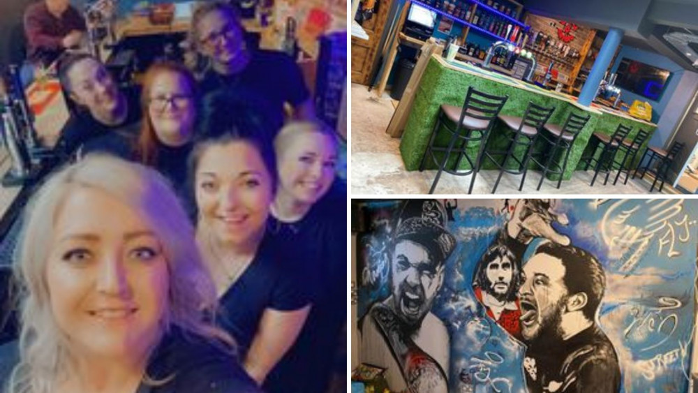 The Pine Pony staff, wall mural and inside the bar (Credit: Pine Pony Sports Bar)   