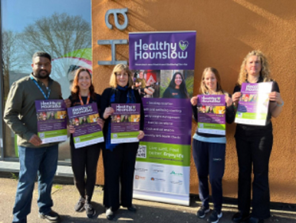 Hounslow's Director of Public Health, Kelly O'Neill (centre) with partners at the launch of Healthy Hounslow. Photo: Hounslow Council.