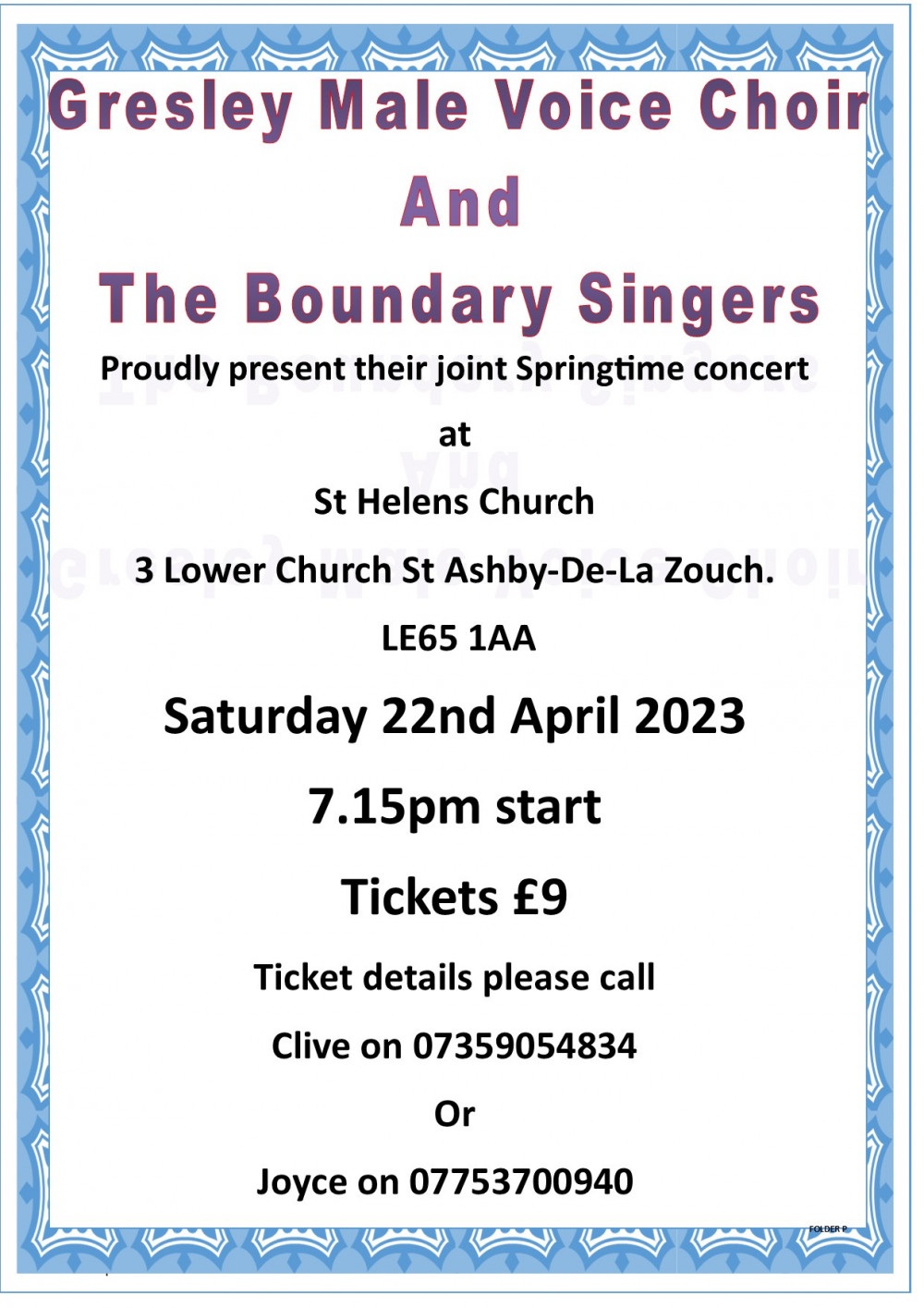 Gresley Male Voice Choir & Boundary Singers in Concert at St Helen's Church, Ashby de la Zouch