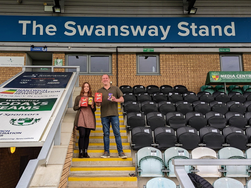Swansway Motor Group representative with Tim Crighton, commercial director at Nantwich Town FC (Nub News).