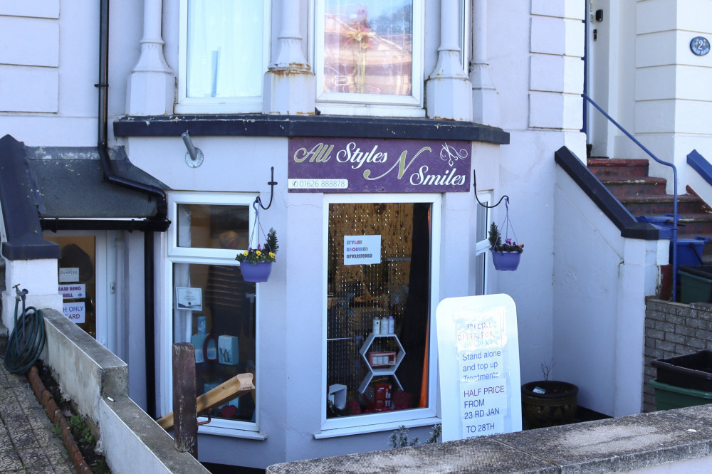 All Styles N Smiles salon, Brookdale Terrace, Dawlish (Nub News/ Will Goddard)