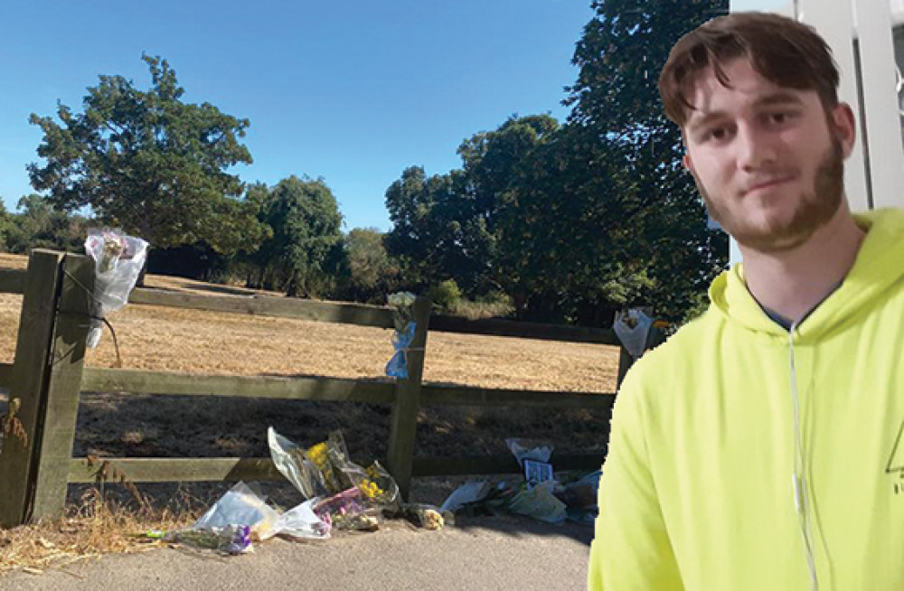 Finnlay Lowe and the scene of the crash in the immediate aftermath of the accident that claimed his life. 