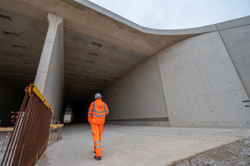 The 200-metre porous portal at Burton Green has been completed (image via HS2)