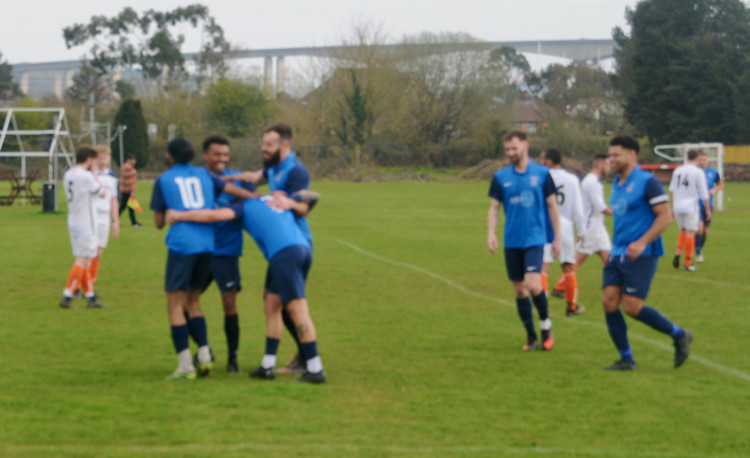 Tattingstone celebrate another goal (Picture: Nub News)