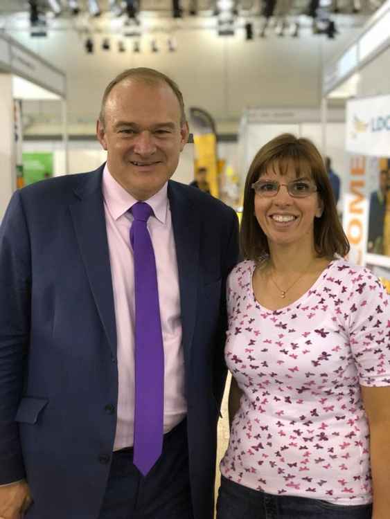 Liberal Democrat leader Ed Davey and Sally Stephenson