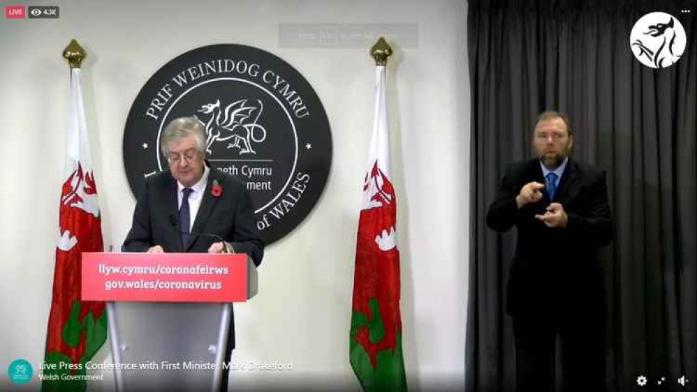 Mark Drakeford spoke at a press conference today