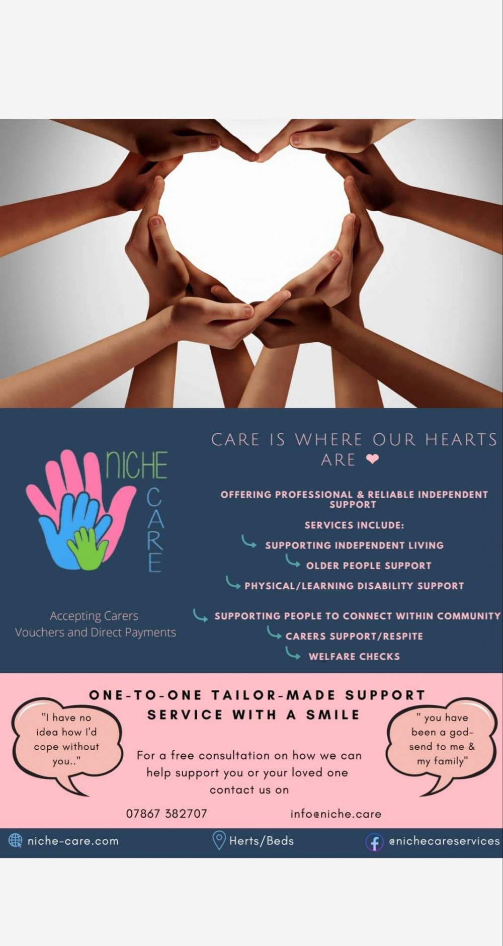 Niche Care is a support service Niche Care is a support service
