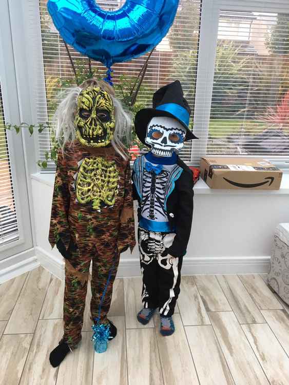 Jack and Harry Bullon from Ystradowen dressed as scary skeletons