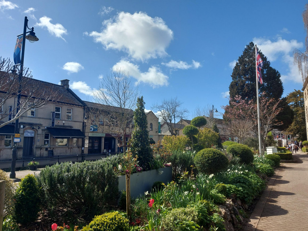 Midsomer Norton was looking very pretty today (April 13) in the sunshine