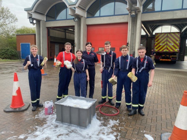 Cadets joined in the charity fundraising at Orsett fire station. 