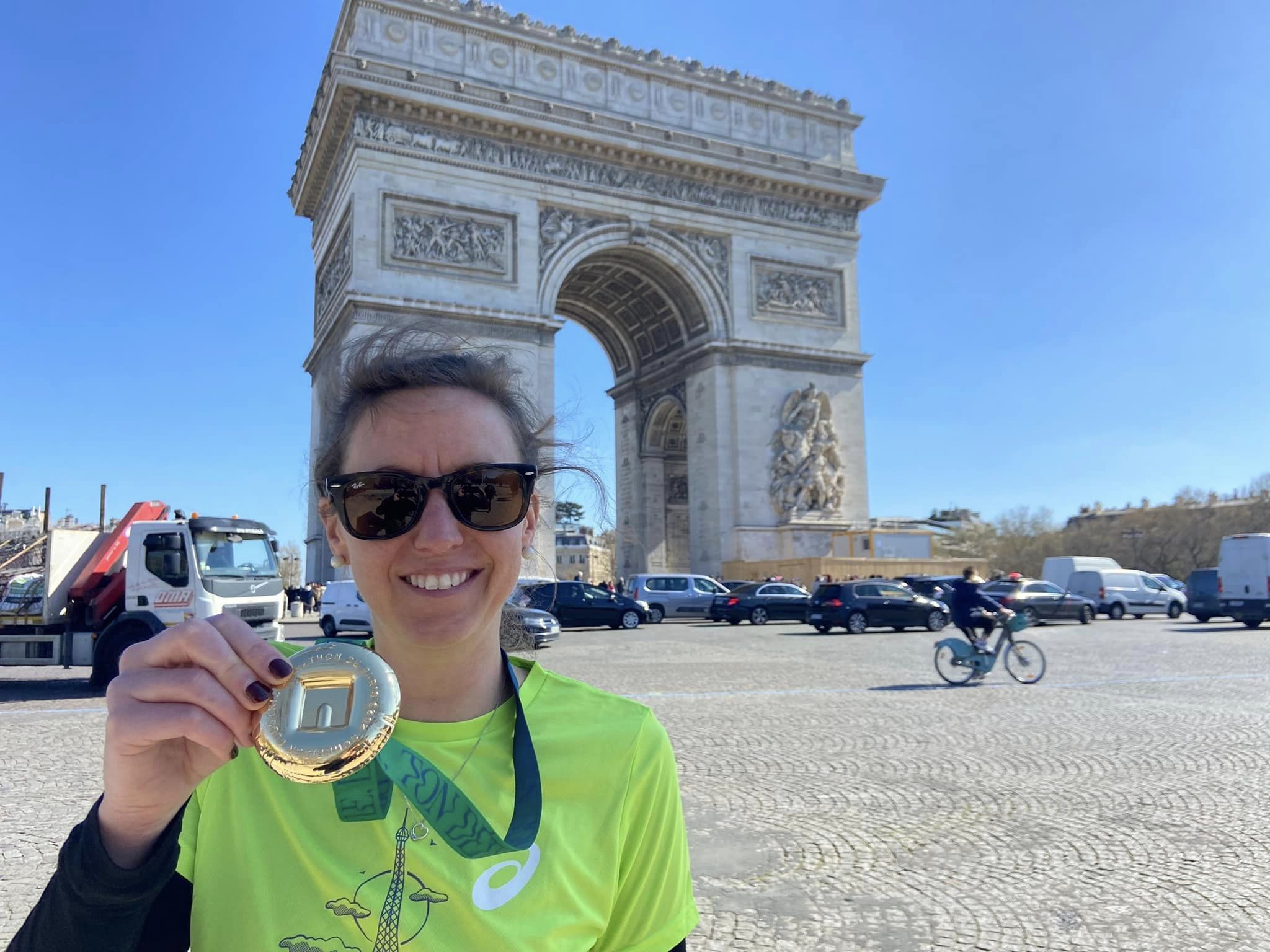 Yasmin with her Paris Marathon medal (Sidmouth Running Club)