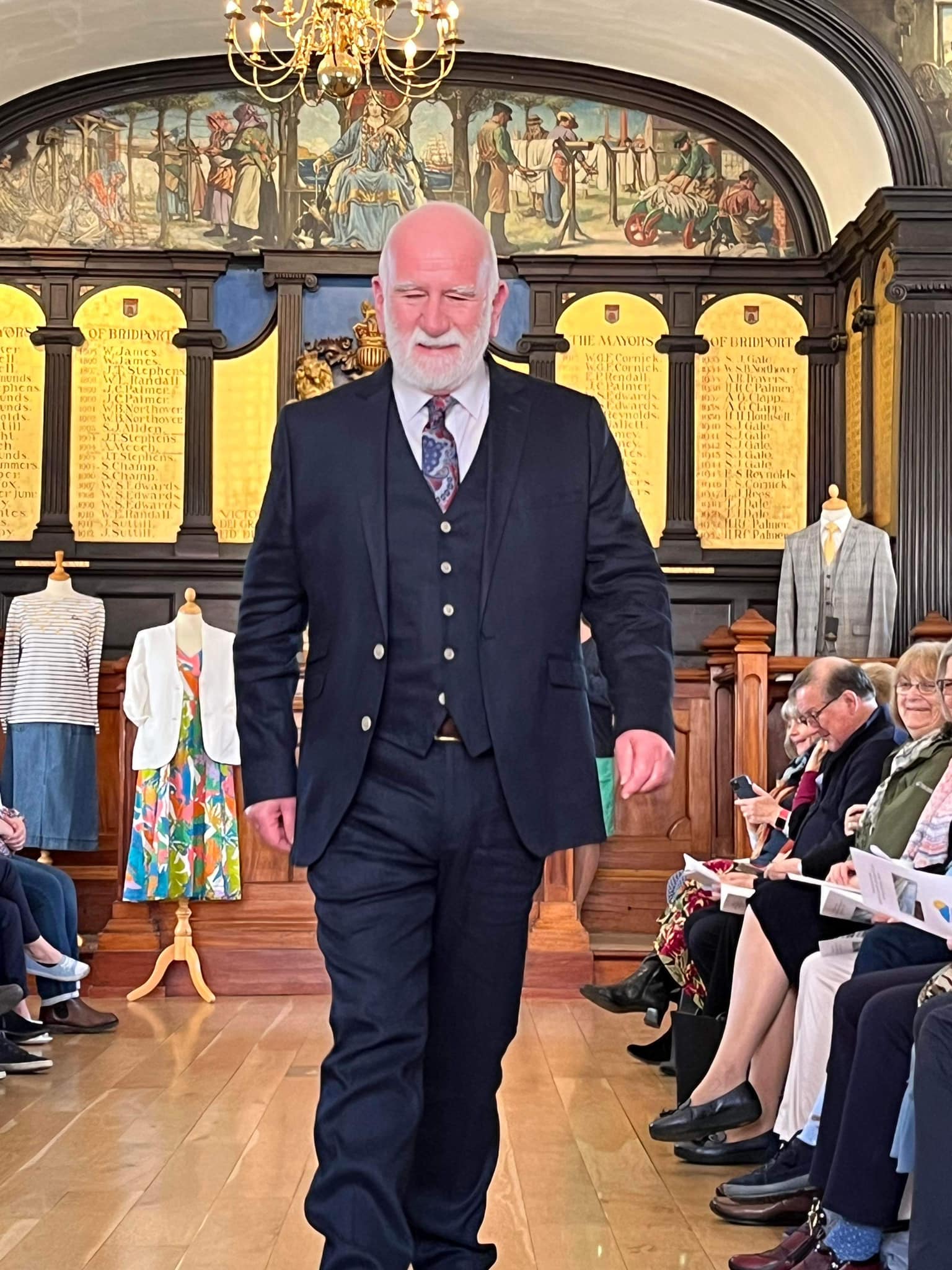 The Mayor of Bridport, Cllr Ian Bark, was among those to model the latest collections