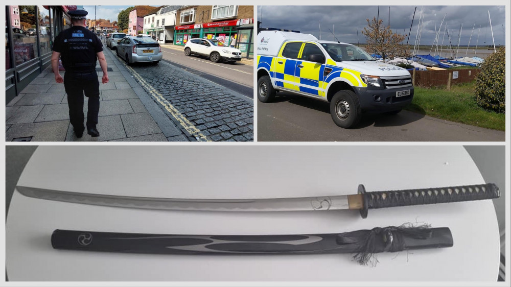 Essex Police was carrying out routine patrols in the Maldon District when officers came across the offensive weapon. (Photos: Essex Police)
