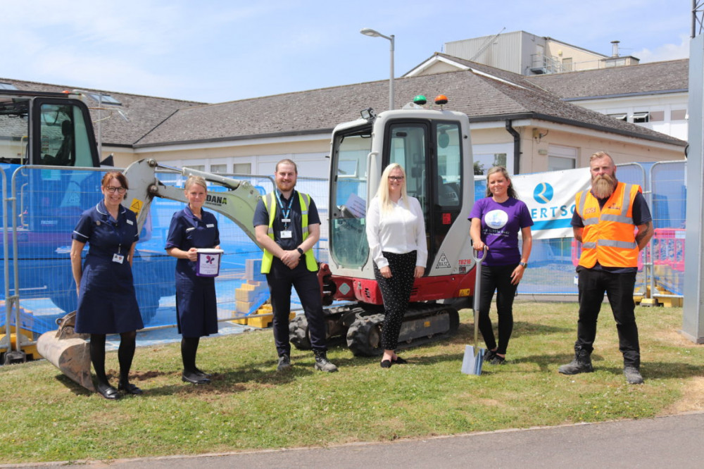 Staff from MCHFT, MCH Charity, and on-site contractors, Robertson the day work began on the suite (MCHT).