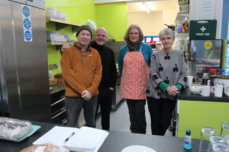 Simon Batorski (left) and other volunteers at Bridport Community Kitchen
