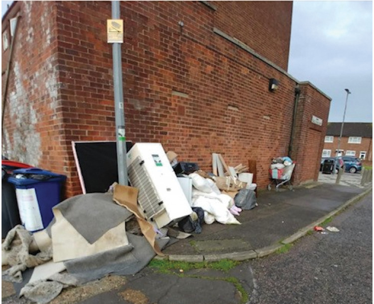 The dumped material near Isobel Evans Court.