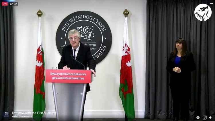 First Minister Mark Drakeford spoke at a press conference today