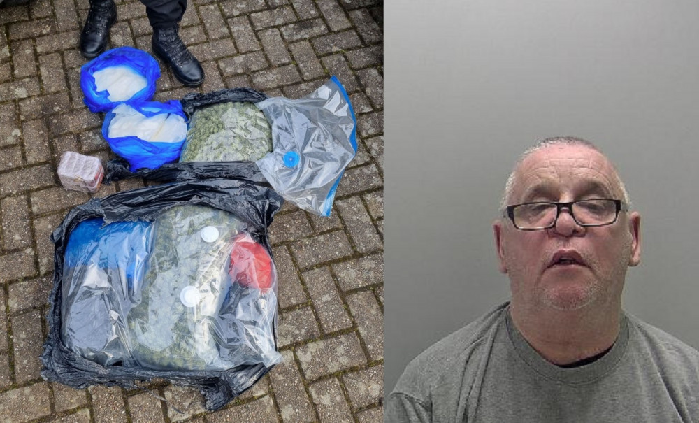 Christopher McLean pleaded guilty to with two counts of possessing cannabis with intent to supply, possessing amphetamine with intent to supply, driving while disqualified and driving with no insurance (image via Warwickshire Police)