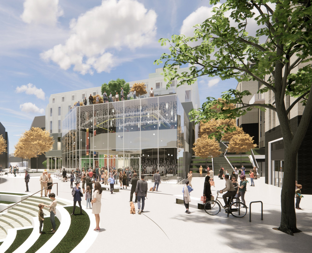 An artist\'s impression of Pydar Square at the new Truro development