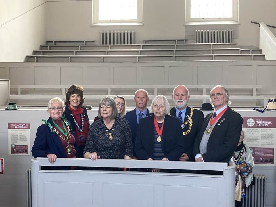 The Mayor of Dorchester, Cllr Janet Hewitt (far left) with some of her guests at the Shire Hall Museum (photo credit: Discover Dorchester/Dorchester Town Council)