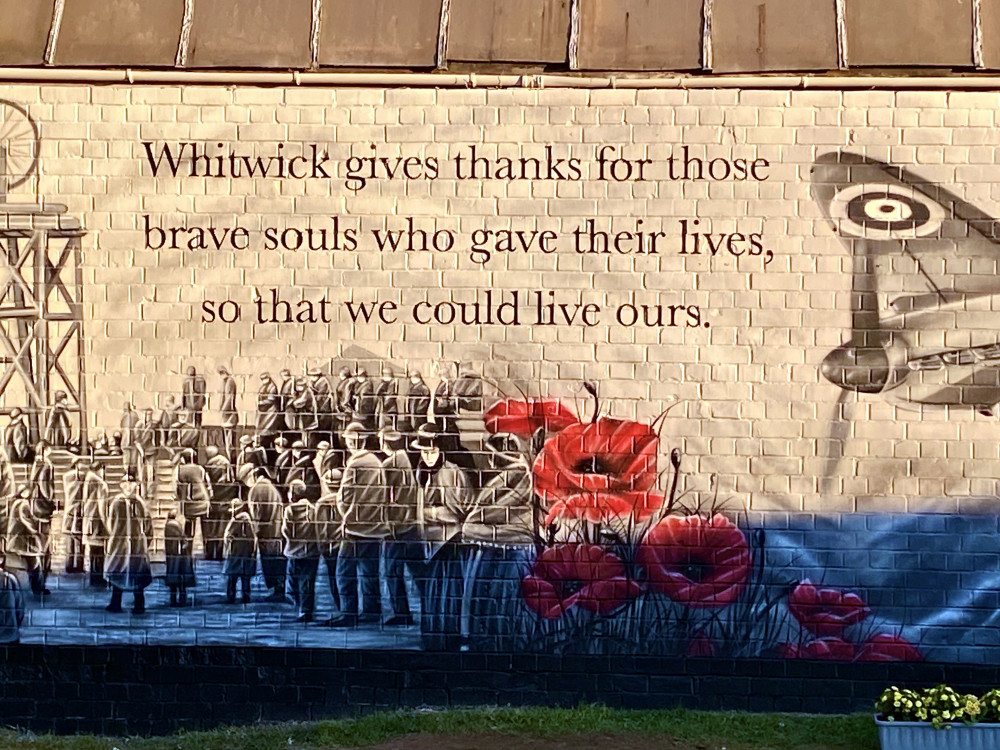 The new mural in the Memorial Garden was unveiled on Wednesday evening. All photos: Coalville Nub News