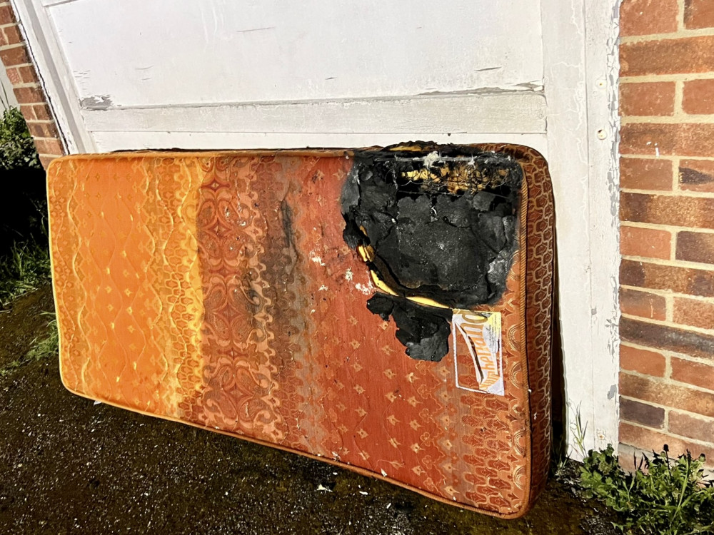 The fire-damaged mattress