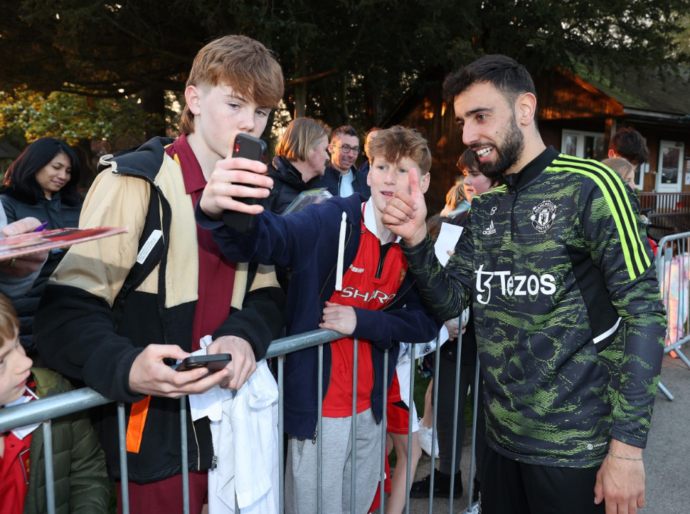 Manchester United key-man Bruno Fernandes with the red's faithful