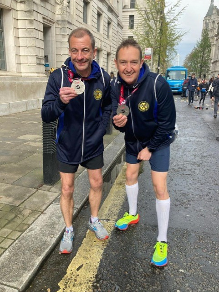Wayne Tooze (left) and Haydn Boehm at the London Marathon