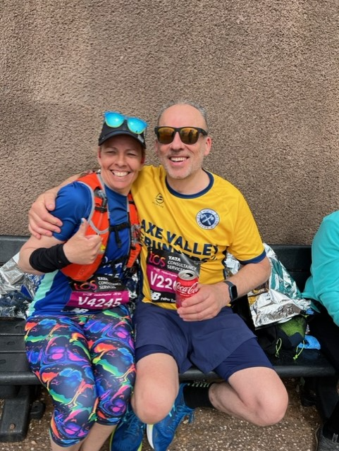 Mark Day and Louise Rawlins completed the marathon distance at home