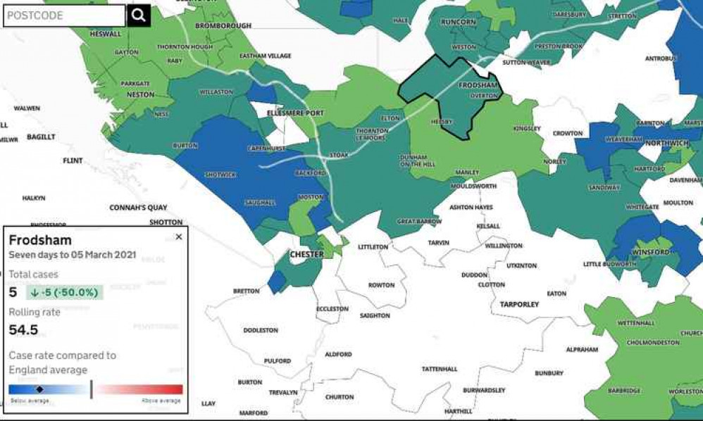 Frodsham's local coronavirus infection rates, as of Wednesday 10 March
