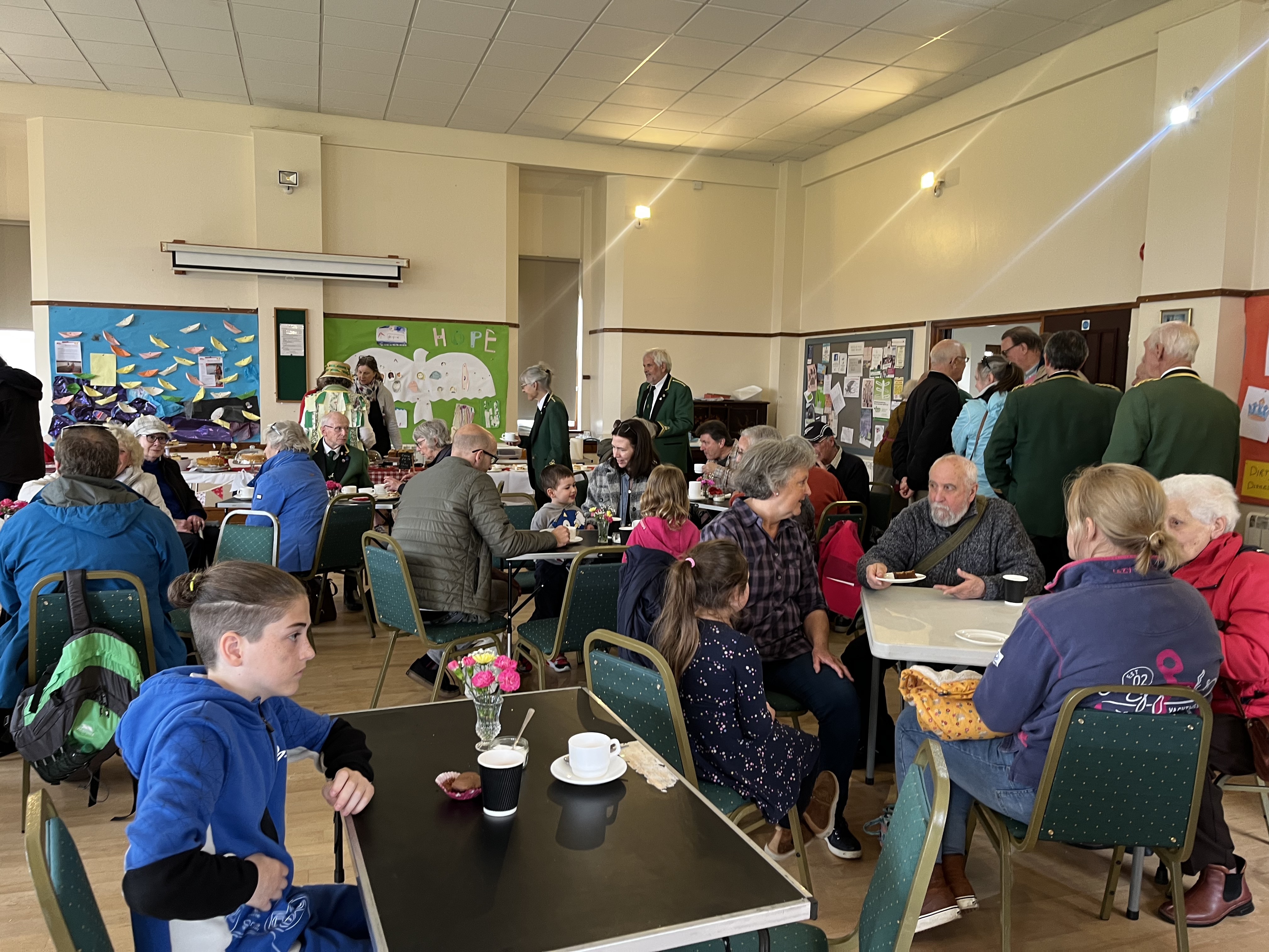 The church hall was packed for refreshments