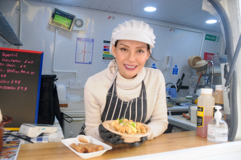 Jubby serving up Pad Thai and spring rolls from Real Thai Food van (Picture: Nub News)
