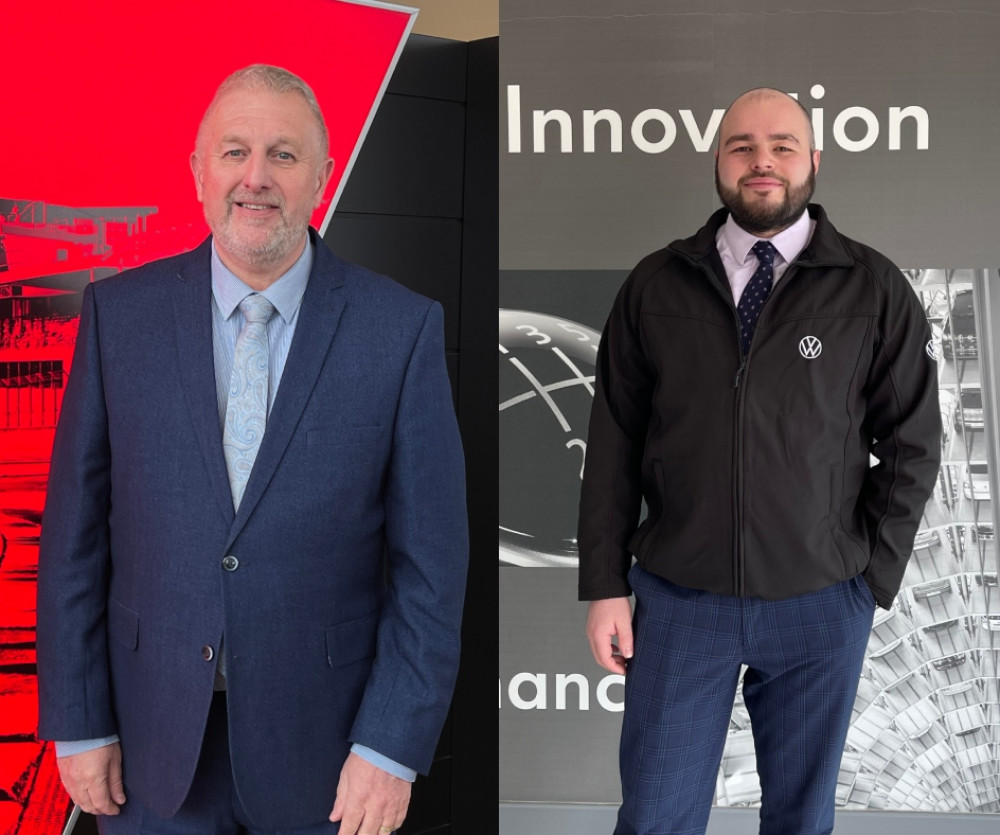 Keith Warrilow, aftersales manager at Blackburn Audi (left) and Stuart Sutherland, aftersales manager at Crewe Volkswagen (Nub News).