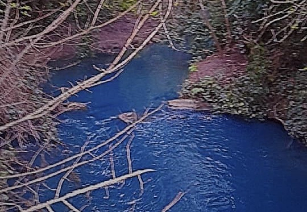 The River Sence mysteriously turned blue. Photo: BBC LDRS