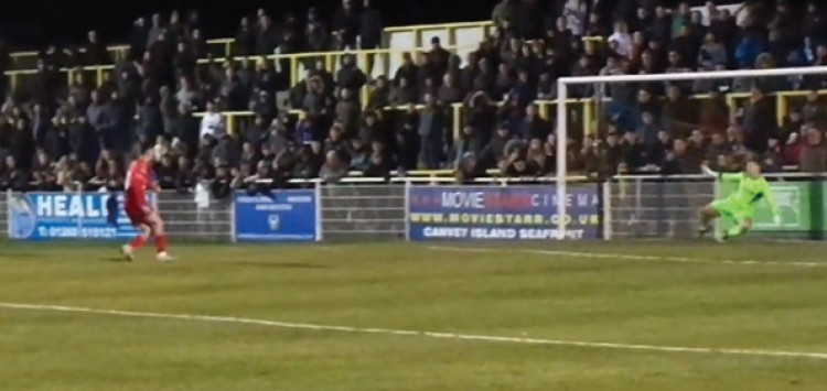 Oli Coker's strike hits the net and Millers are through. Picture and video courtesy of EssexNonLeague website.